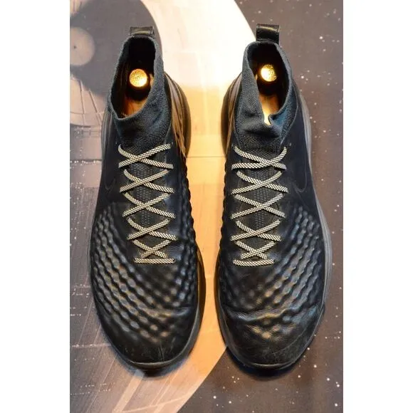 RARE Nike Lunar Magista‎ II FK Flyknit Sz 11.5 Black Blackout Shoes 852614-001