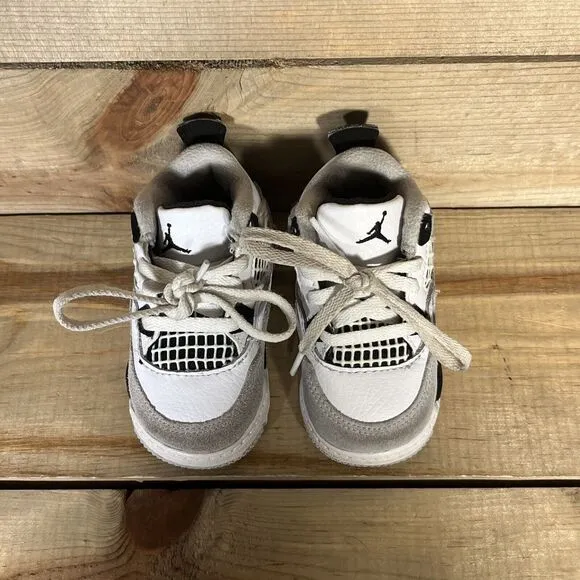 RARE Size 4C - Nike Air Jordan 4 Retro “Military Black” Toddler Shoes BQ7670-111