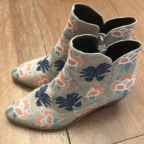 Rebecca Minkoff Embroidered Suede Ankle Boots
