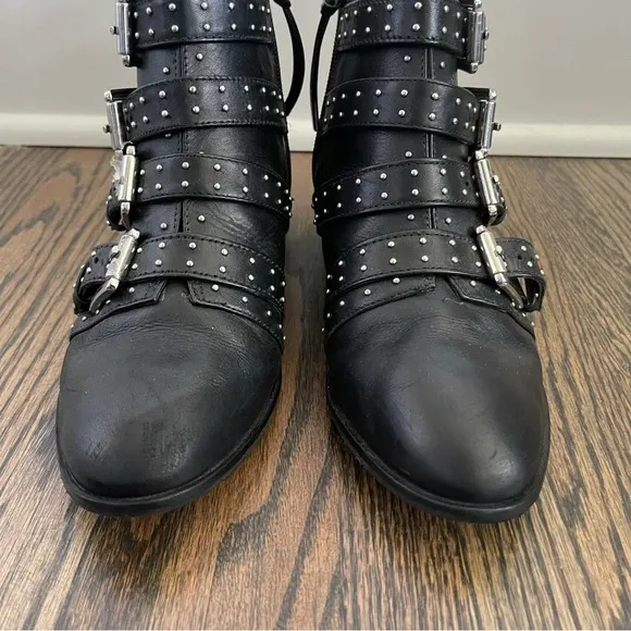Rebecca Minkoff Maddox black leather studded ankle boots size 6