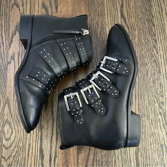 Rebecca Minkoff Maddox black leather studded ankle boots size 6