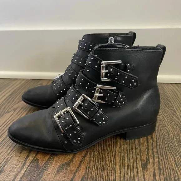 Rebecca Minkoff Maddox black leather studded ankle boots size 6
