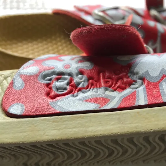 Red Floral Sandals with Buckles