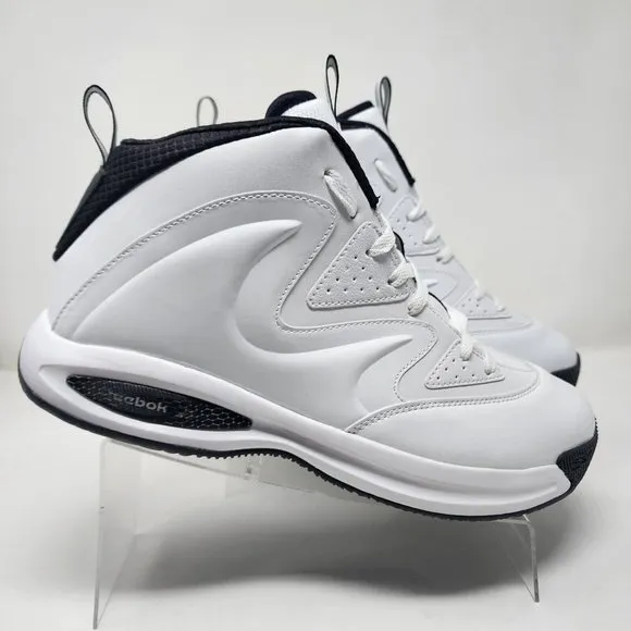 Reebok Basketball Shoes Mens 11.5 White Galaxy 1 Patent Leather Lace Up Logo