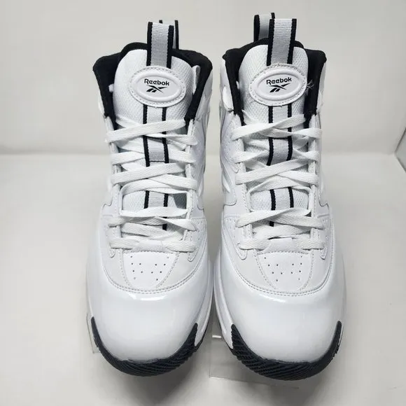 Reebok Basketball Shoes Mens 11.5 White Galaxy 1 Patent Leather Lace Up Logo
