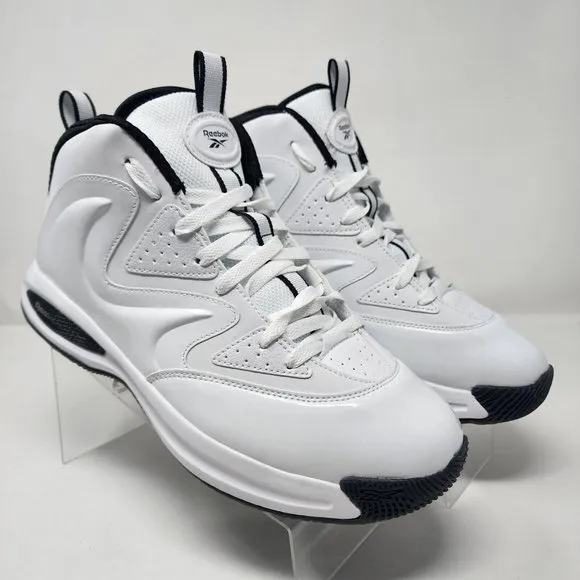 Reebok Basketball Shoes Mens 11.5 White Galaxy 1 Patent Leather Lace Up Logo