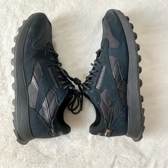 Reebok Classic Leather Cordura Black Running Shoes Unisex Size 7