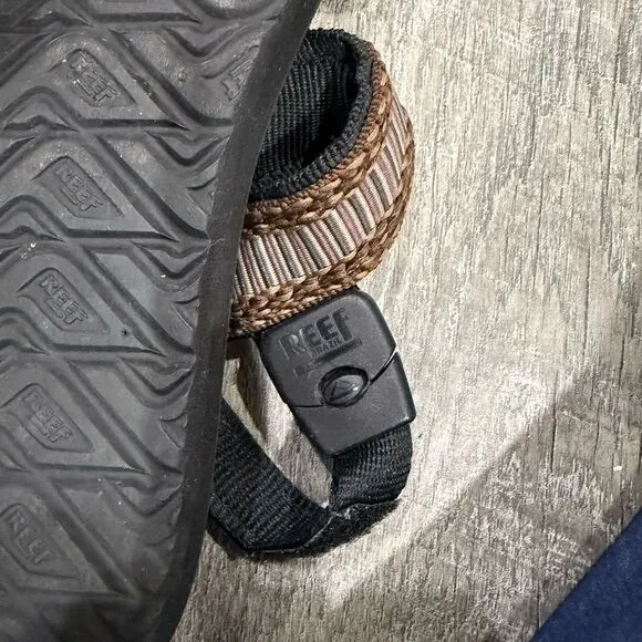 Reef Black Sandals with Patterned Straps