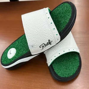 Reef Mulligan Men's White and Green Golf Slides Sz 9 New