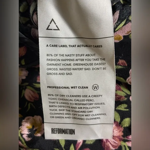 Reformation Black Floral Skirt Pink Hibiscus with Slit