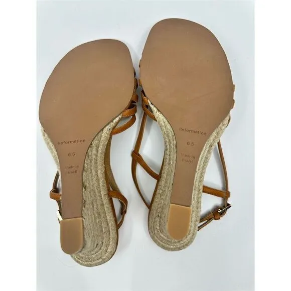 Reformation Women's Slingback Sandals Brown Size 6.5 Wedge Heel Casual