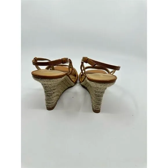 Reformation Women's Slingback Sandals Brown Size 6.5 Wedge Heel Casual