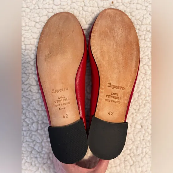 Repetto Cendrillon Ballerina Flats- matte leather- color red/flamme size 42