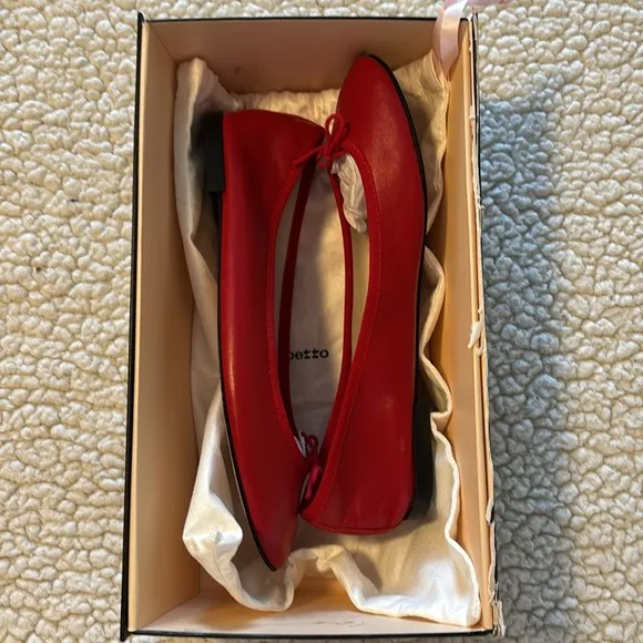 Repetto Cendrillon Ballerina Flats- matte leather- color red/flamme size 42
