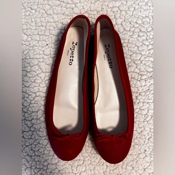 Repetto Cendrillon Ballerina Flats- matte leather- color red/flamme size 42