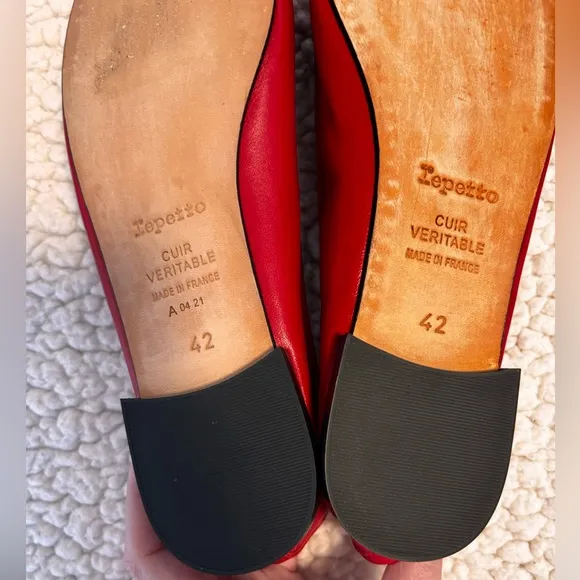 Repetto Cendrillon Ballerina Flats- matte leather- color red/flamme size 42