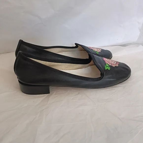 Repetto flats heels Flower Embroidery black Rare size 38