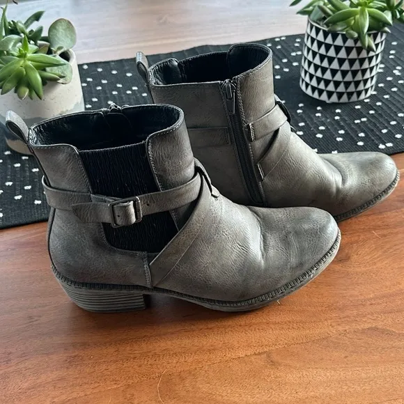 Rieker Ankle Boots Genuine Leather Moto Buckle