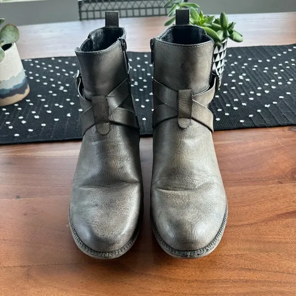 Rieker Ankle Boots Genuine Leather Moto Buckle