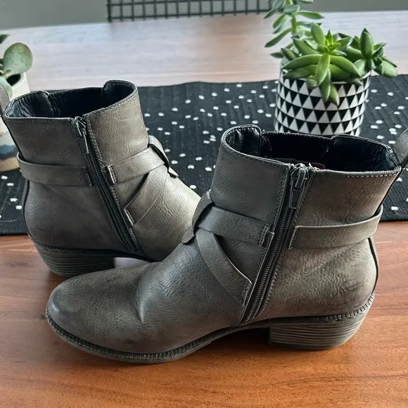 Rieker Ankle Boots Genuine Leather Moto Buckle