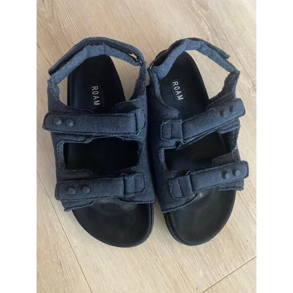 ROAM velcro puffy sandals black size 41 (US 10) comfort basic casual