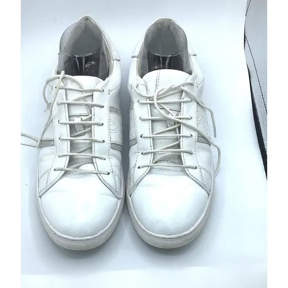 Robert Graham Delgado Mens White Embossed Leather Sneakers Shoes sz 9 rts$220