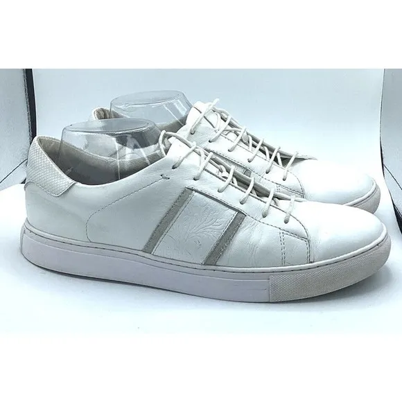 Robert Graham Delgado Mens White Embossed Leather Sneakers Shoes sz 9 rts$220