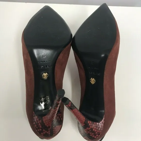 Roberto Cavalli Suede Python‎ Sculptural Shoes 41