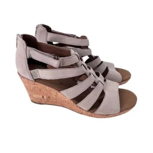 Rockport Tan Strappy Comfort Ankle Wedge Heel Sandals Womens 8.5