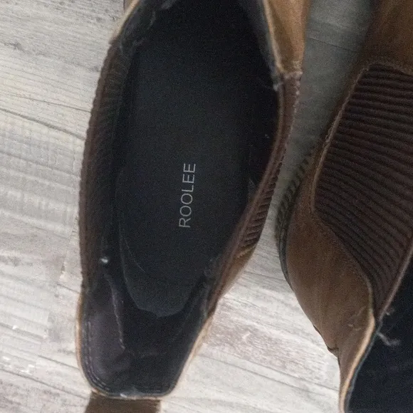 Roolee Prince Chelsea Platform Black Leather Ankle Boots Women's Size 8.5
