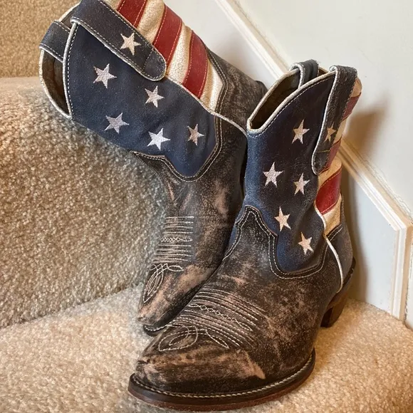 ROPER American Beauty Flag Ankle Boots