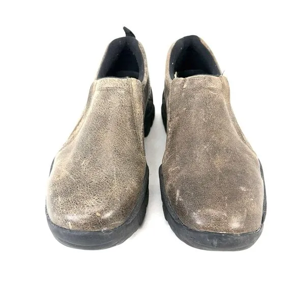 Roper Brown Weathered Leather Performance Slip On Casual Shoes Men’s Size 7