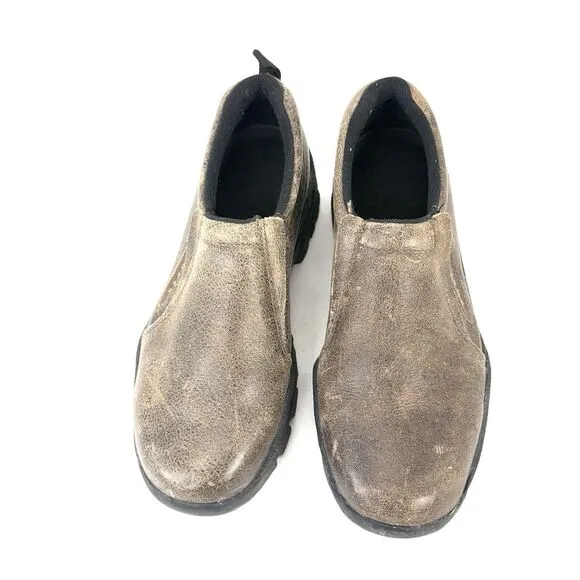 Roper Brown Weathered Leather Performance Slip On Casual Shoes Men’s Size 7