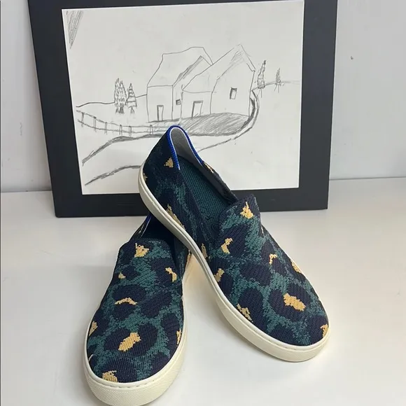 Rothy's Animal Print Slip-On Sneakers, Blue Spot Women’s  8.5