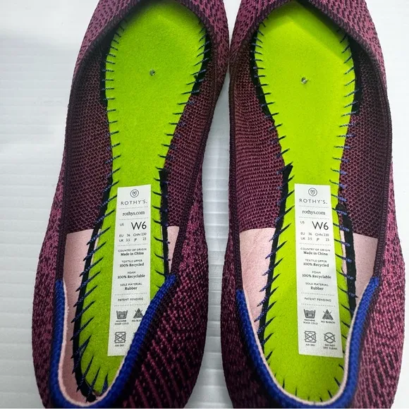 Rothy’s Fig Python Purple Knit Pointy Flats Size 6