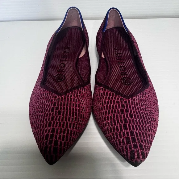 Rothy’s Fig Python Purple Knit Pointy Flats Size 6