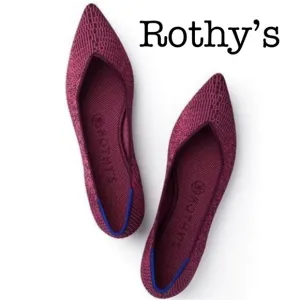 Rothy’s Fig Python Purple Knit Pointy Flats Size 6
