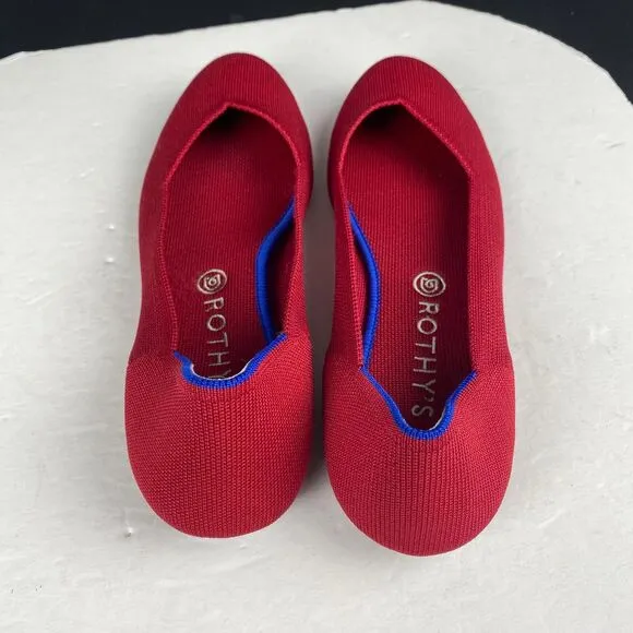 Rothy's Flats Women's size 11.5 Red Round Toe Slip-On Knit Shoes