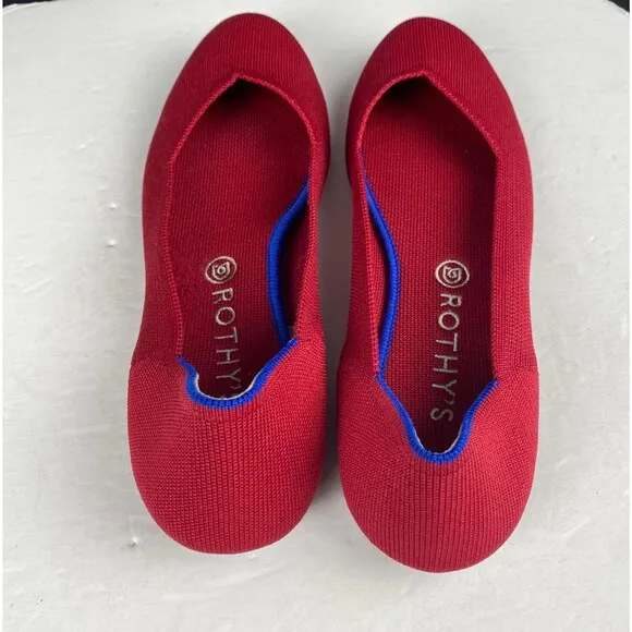 Rothy's Flats Women's size 11.5 Red Round Toe Slip-On Knit Shoes