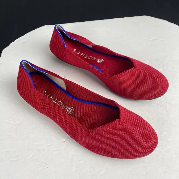 Rothy's Flats Women's size 11.5 Red Round Toe Slip-On Knit Shoes