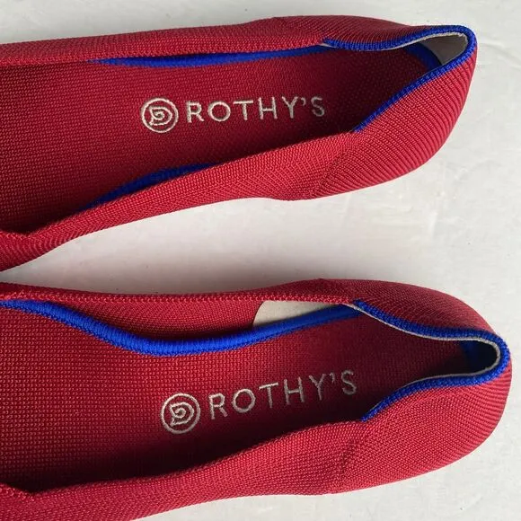 Rothy's Flats Women's size 11.5 Red Round Toe Slip-On Knit Shoes