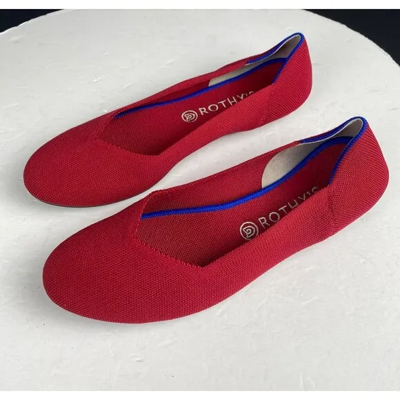 Rothy's Flats Women's size 11.5 Red Round Toe Slip-On Knit Shoes