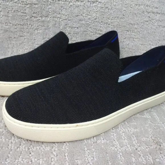 Rothy’s Merino The Sneaker Womens Size 10.5 US Black Solid Wool Slip On Shoes