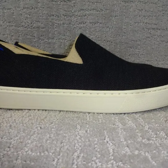 Rothy’s Merino The Sneaker Womens Size 10.5 US Black Solid Wool Slip On Shoes