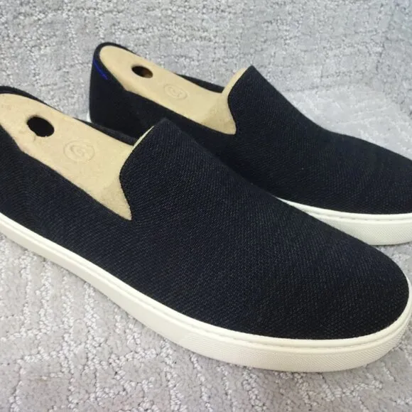 Rothy’s Merino The Sneaker Womens Size 10.5 US Black Solid Wool Slip On Shoes