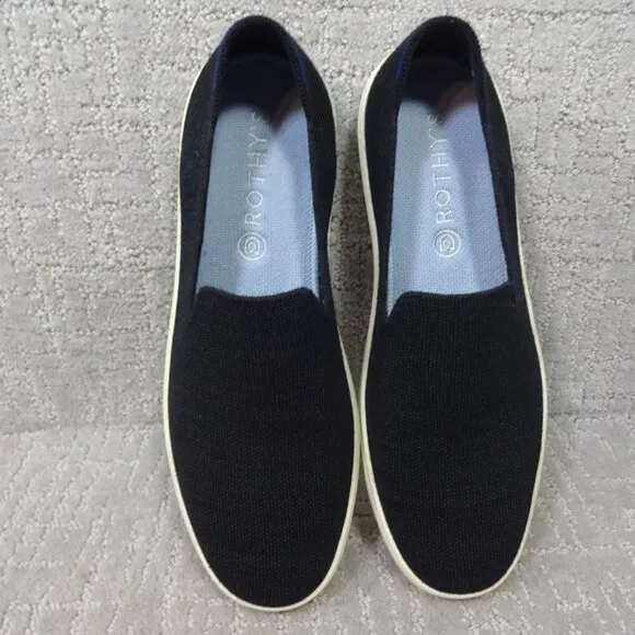 Rothy’s Merino The Sneaker Womens Size 10.5 US Black Solid Wool Slip On Shoes