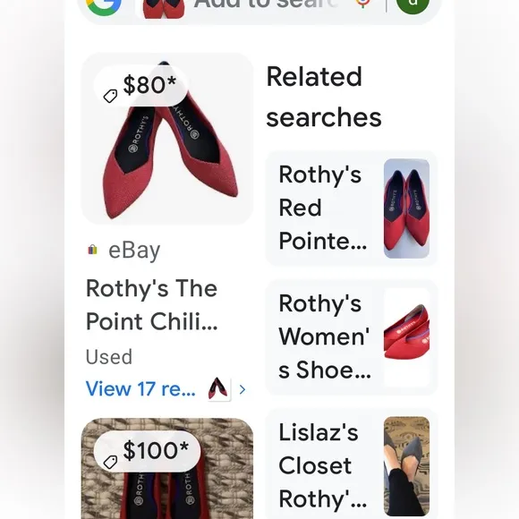 Rothy’s pointed toe flats chili red  size 7.5