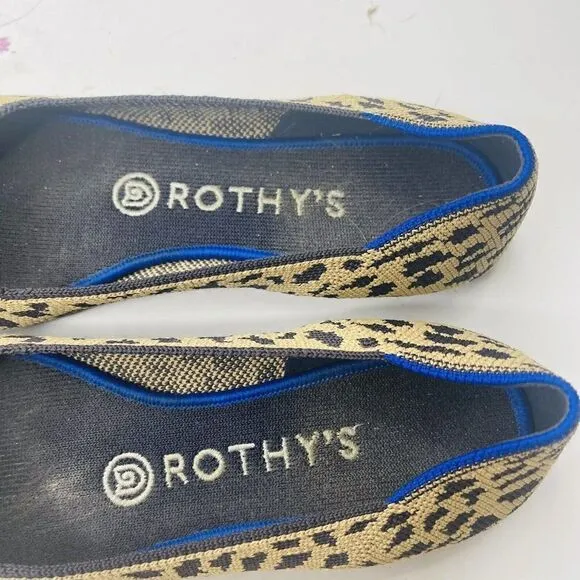 Rothy's | Retired Tan Leopard The Point Flats Slip On Pointed Toe Shoes 7