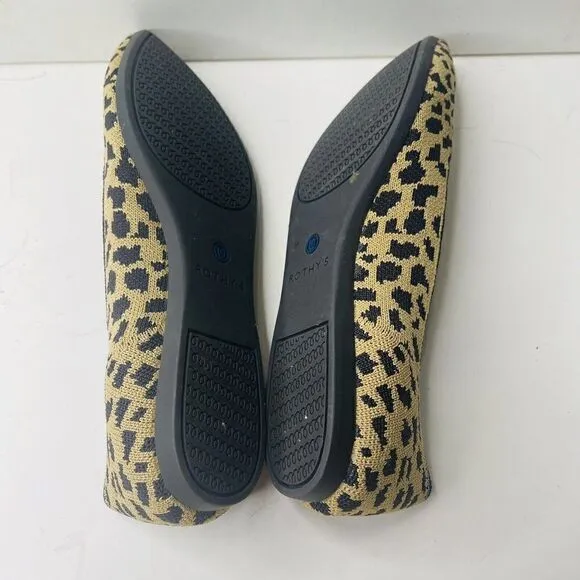 Rothy's | Retired Tan Leopard The Point Flats Slip On Pointed Toe Shoes 7