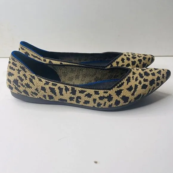 Rothy's | Retired Tan Leopard The Point Flats Slip On Pointed Toe Shoes 7